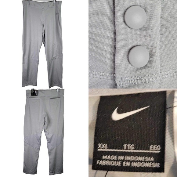 Nike Men's Vapor Pro Baseball Pants Plus Size XXL Pocket Gray Piped - Picture 1 of 16
